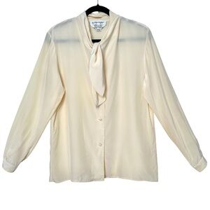 Vintage Alfred Sung Silk Butter Yellow Feminine Coquette Girl Button Down Shirt